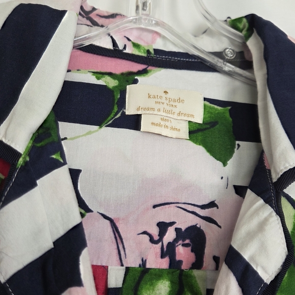 Kate Spade Dream A Little Dream Rose Striped Floral Pajama Set Small - Picture 4 of 16